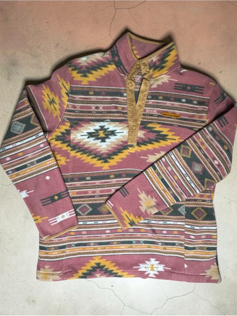 Simply Southern Aztec-Print Mock Neck Sweater - - Picture 8 of 8